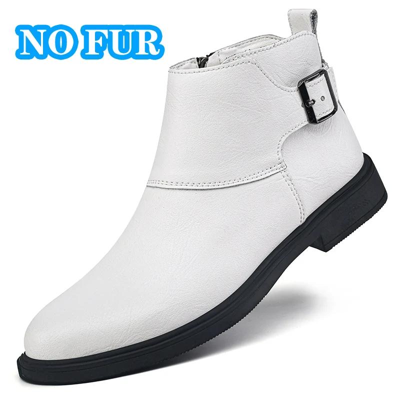 Универсальная брендовая обувь в стиле ретро для бизнеса, удобные мужские ботильоны, теплая зимняя обувь с высоким верхом, мужские ботинки челси из натуральной кожи