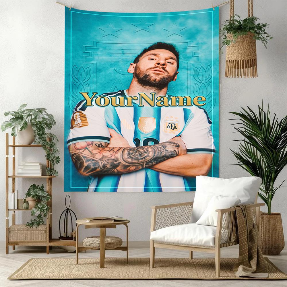 Messi Custom Your Name Wall Decor Tapestry Art For Pet Memorial Birthdaywedding Party Backdrop Family Gift