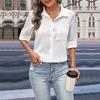 Женская весенняя женская рубашка с длинным рукавом и одним карманом на пуговицах, блузка, топ