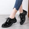 Spring British Style Student Girl Leather Shoes Full Black Office Business Lace Up Women Oxford