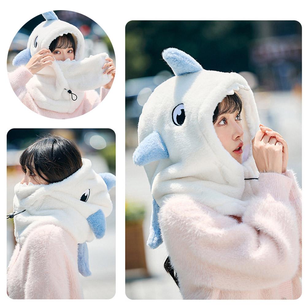 Зимний теплый чехол для горнолыжного шлема, удобный мягкий флисовый чехол для головы, милый декоративный мультяшный рисунок акулы S N9N3