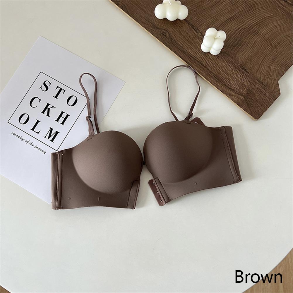 Женские бюстгальтеры с застежкой спереди, утолщенные, собранные, бесшовные, беспроводные, мягкие, пуш-ап, без бретелек, сексуальное, невидимое нижнее белье, интимное