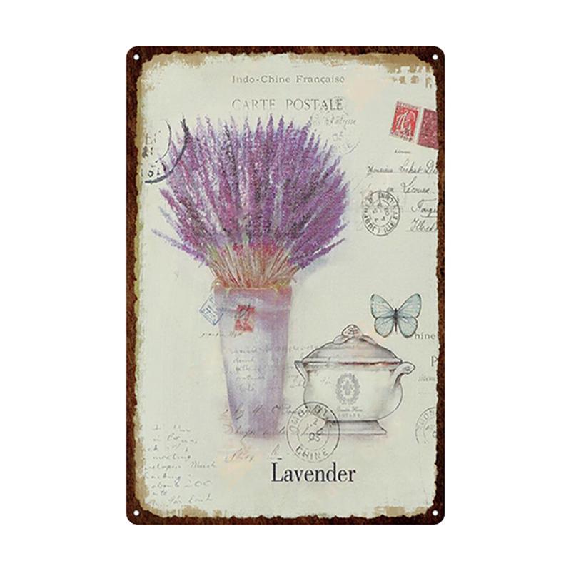 Металлическая жестяная вывеска с цветами в стиле ретро, ​​тарелки в стиле ретро, ​​роза, пион, лаванда, художественная табличка, винтажный постер, садовая комната, домашний Настенный декор, подарок