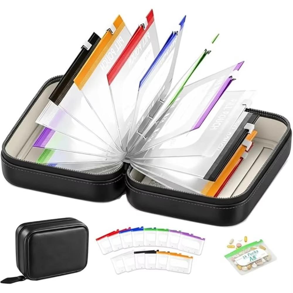 7/14pcs Leakproof 7-Day Pill Organizer Color-Coded Weekly Pill Storage Bag for Seniors