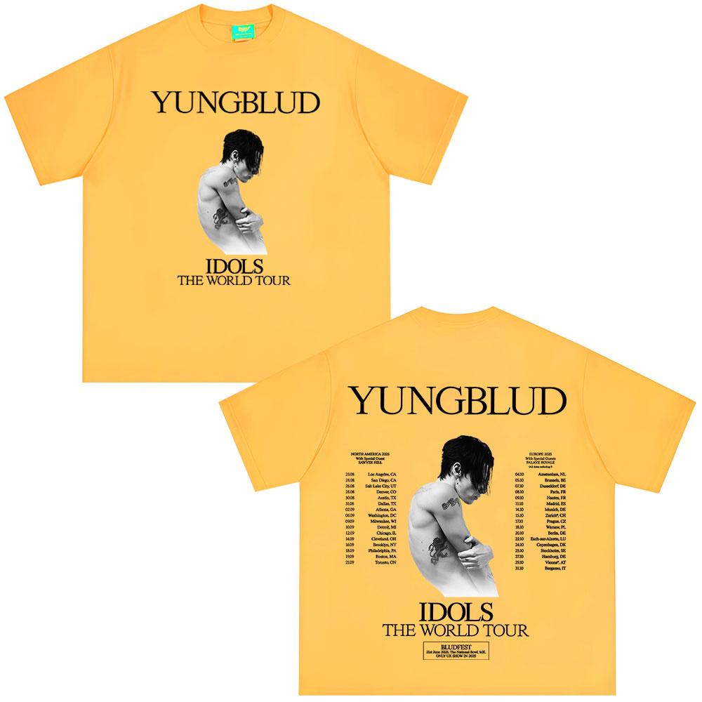 Yungblud IDOLS Мировой Тур 2025 Футболки Подарок для Фанатов Унисекс Женские Хип-Хоп Футболки с Коротким Рукавом Оверсайз Повседневные Хлопковые Футболки