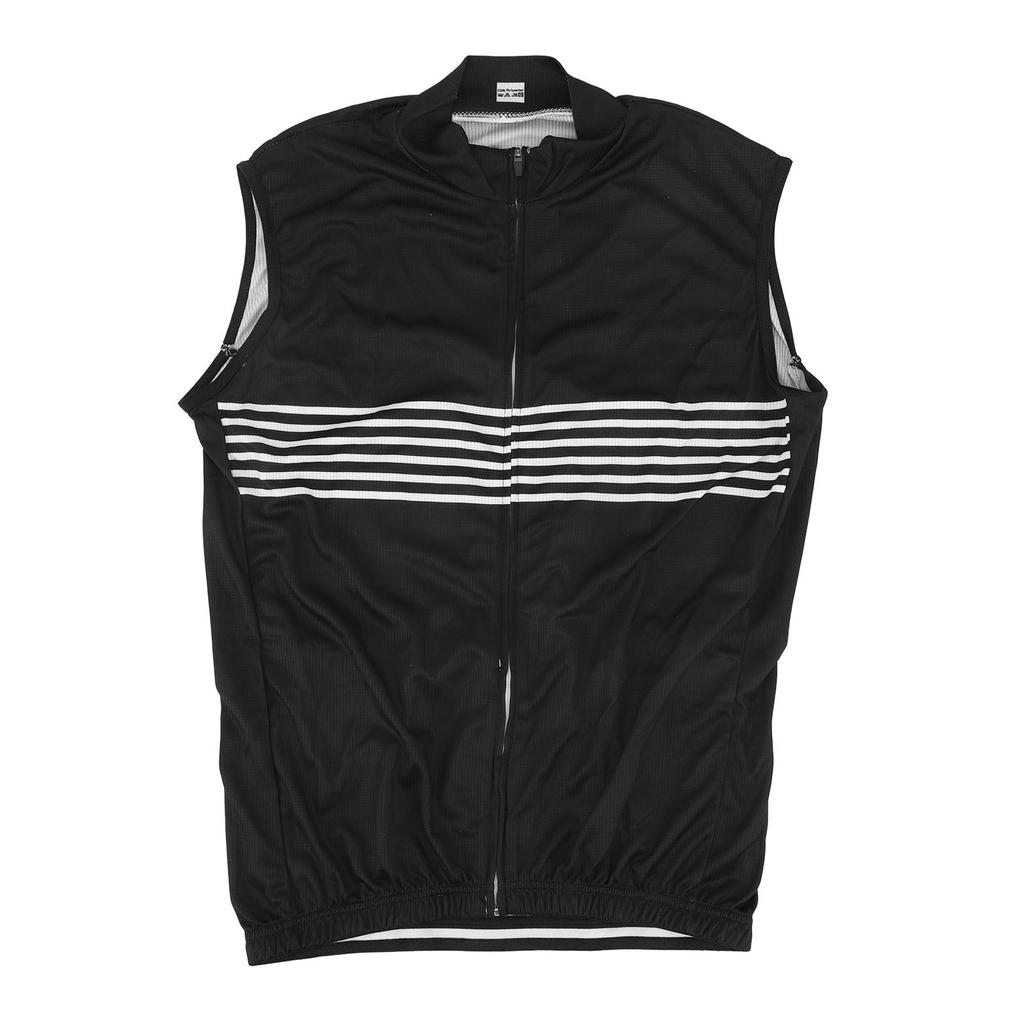 Cycling Vest Breathable Quick Drying Full Zip Outdoor Sports Sleeveless Road Bike Clothing for Running Black XXXL Size