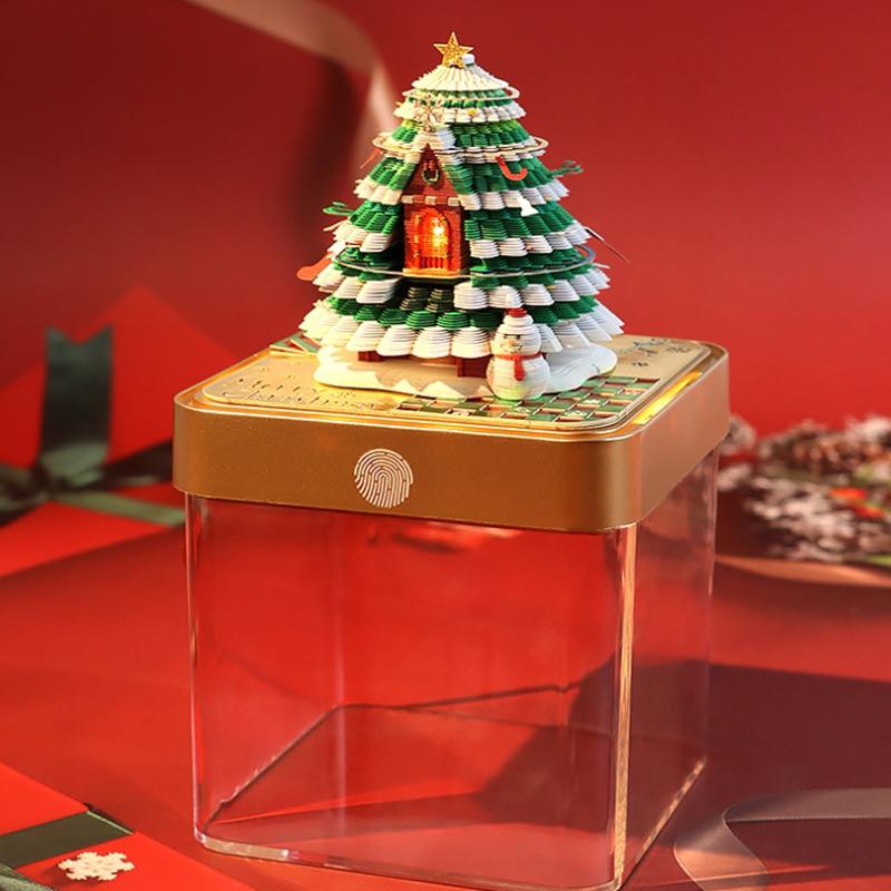 Настольный календарь на 2026 год со светодиодной подсветкой, скульптура рождественской елки, 3D отрывной календарь, искусство резьбы по бумаге, украшение на Рождество