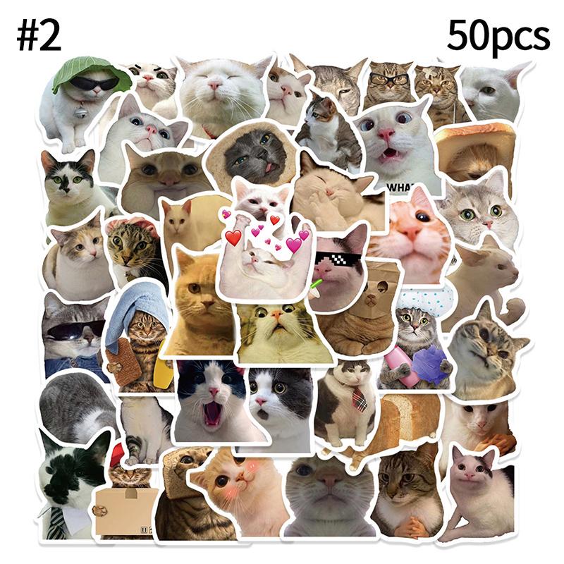 Милые мемы с котиками Наклейка Сделай сам Наклейки для скрапбукинга Мультяшная наклейка для скейтборда, багажа, ноутбука, школьных принадлежностей, кавайная наклейка