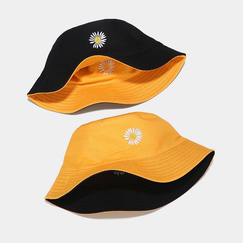 Двусторонняя женская шляпа-ведро для рыбалки, солнцезащитная кепка от солнца с маленькими ромашками, двусторонняя одежда, весенняя женская рыбацкая шляпа
