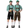 Embroidery Men's Oktoberfest Cos Costume Overalls Set German Beer Suit Party Suit Plaid Shirt