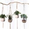 Macrame Hanging Baskets Woven Cotton Handmade Flower Basket Wall Plant Hanger Pot Indoor Bonsai Balcony Knotted Lifting Rope