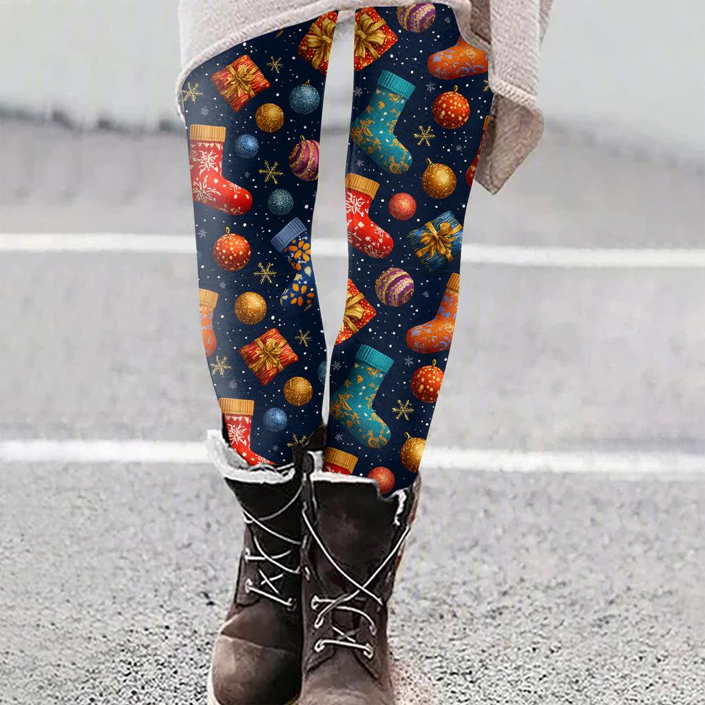 Women's Christmas Print Slim Fit Elastic Yoga Casual Pants