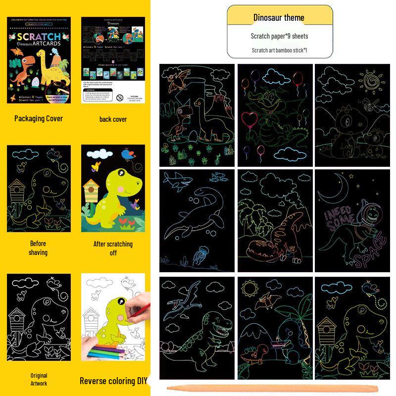 Colorful Scratch Art Set: Cartoon DIY Doodle & Drawing Book for Kids