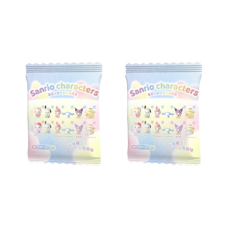 Sanrio Furry Little Baby Series Blind Box Cute Kuromi Mini Figurine Pochacco Cinnamoroll Desktop Scene Decoration Ornament Gift