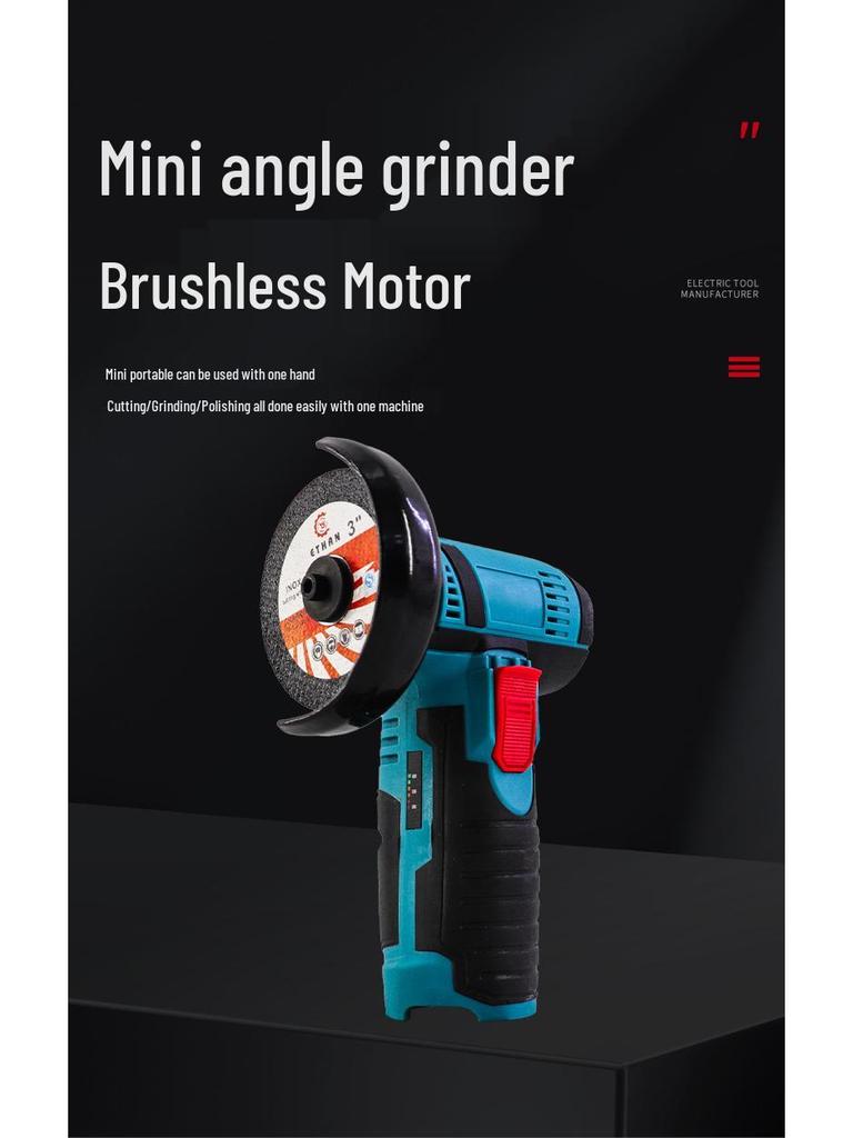 Беспроводная литиевая аккумуляторная мини-угловая шлифмашина: Компактный, многофункциональный режущий и шлифовальный инструмент с двигателем с коллектором из полированной меди