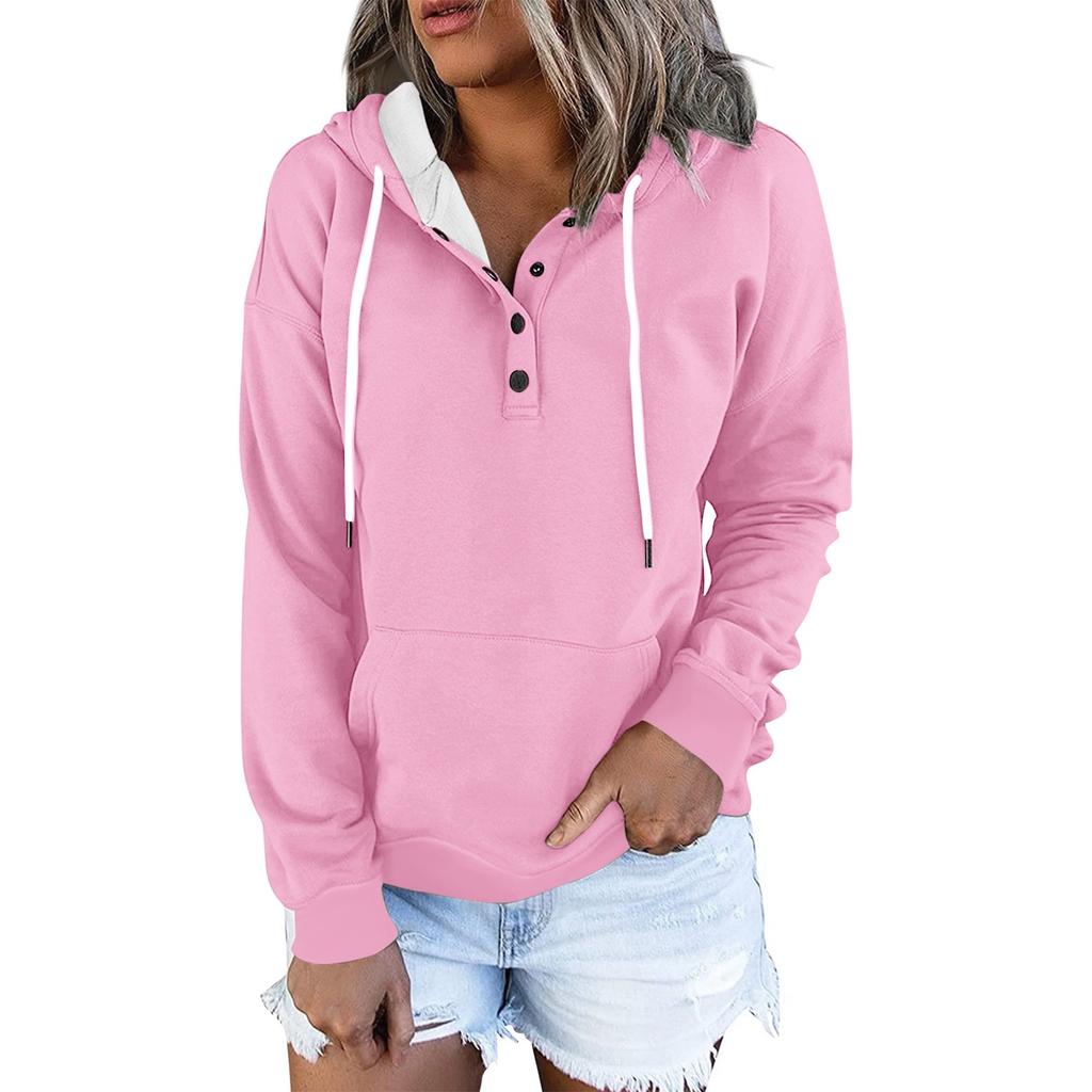 Women's Casual Fashion Solid Color Long Sleeve Pullover Hoodies Sweatshirts