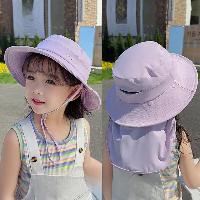 Childrens Uv Shield Hat With Wide Brim And Soft Fabric For Beach Vacation