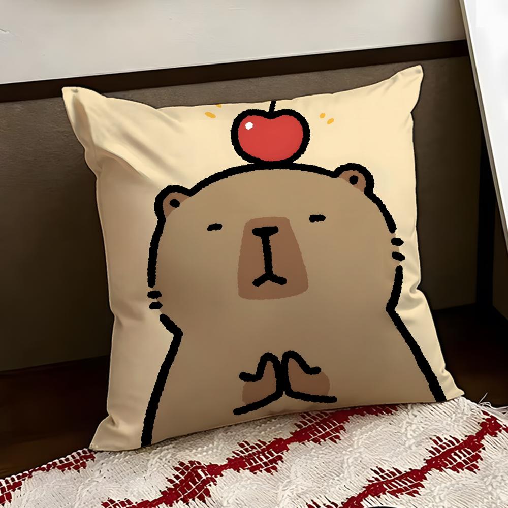Cute CCapybara Cushion Cover Reversible Soft Durable Pillow Cover Home Car MultiScene Use for Daily Comfort