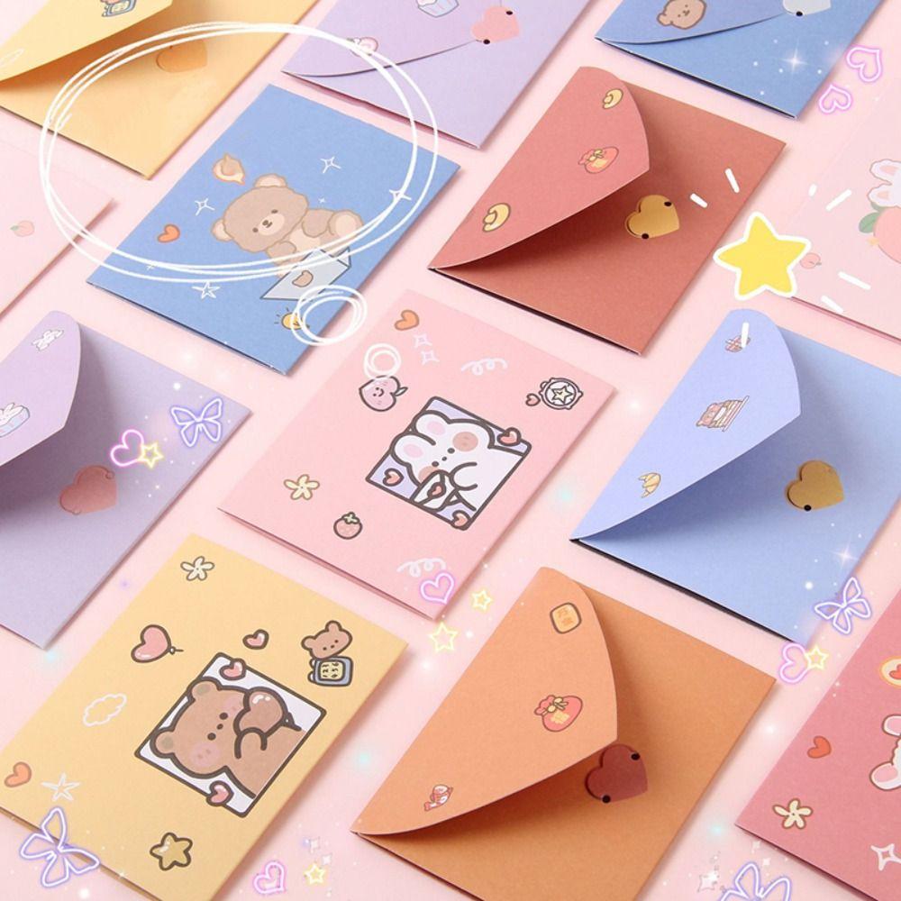 Ins Decoration Letter Paper Foldable Cartoon Greeting Card Blessing Thank Envelope New Year Gift