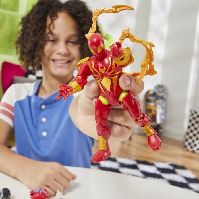 Mixmashers iron spider deluxe, figurine 12 cm personnalisable à mélanger et combiner avec accessoires, marvel, dès 4 ans