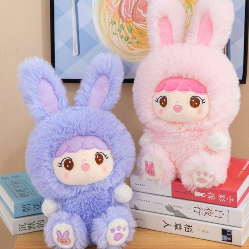 Мягкая длинношерстная кукла кролика, мультяшный кролик, мягкая игрушка, кролик, прессованная кукла, игрушка, подарок на день рождения