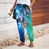 Women Butterfly Printing Pants Lace Up Elastic Waist Loose Trousers Casual Long Pants Trousers with Pockets