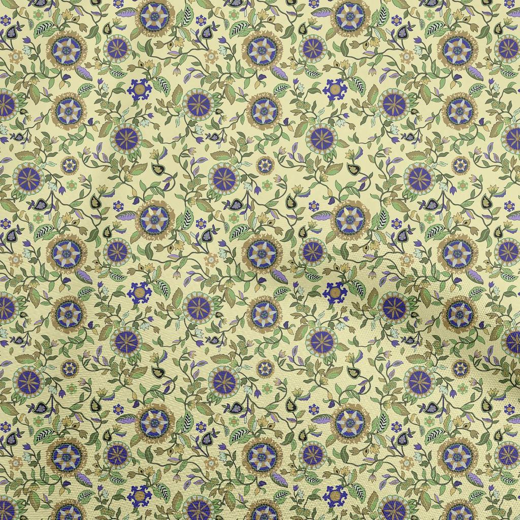 oneOone Cotton Flex Gray Fabric Asian Suzani  Dress Material Fabric Print Fabric By The Yard 40 Inch