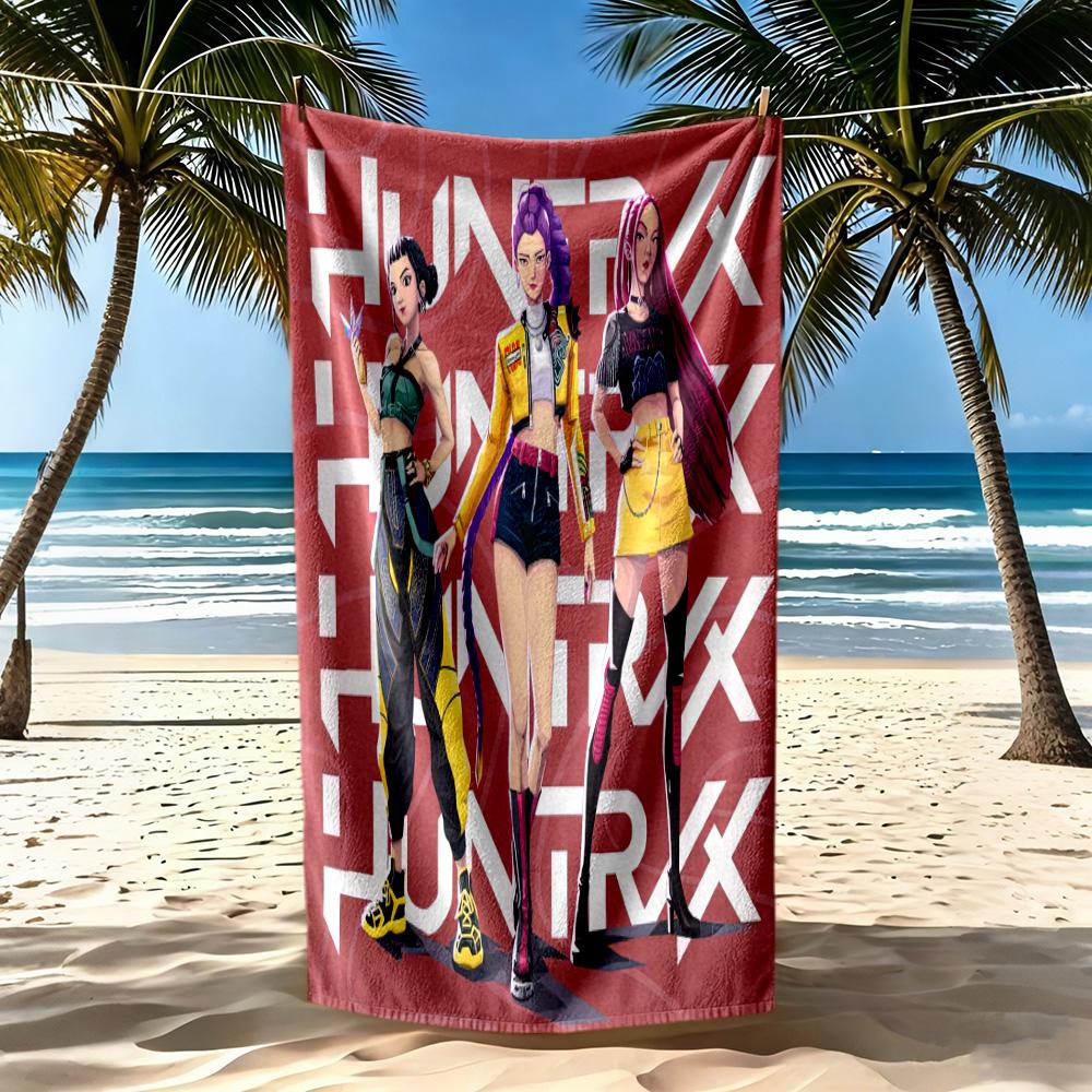 K-pop Demon Hunters Huntrix Beach Towel High Absorbency & Quick-Dry Comfortable Lightweight Suitable for Swimming, Gym, Camping, Yoga Vacation