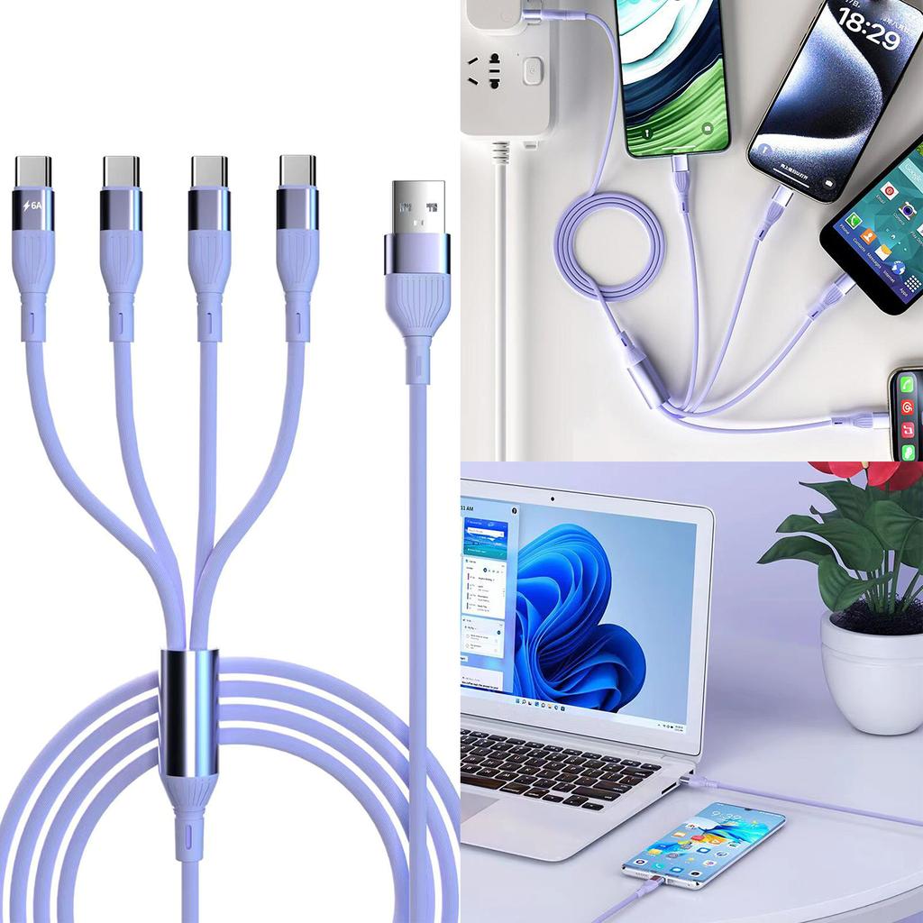 USB Type A Male to 4 Type C Male Splitter Cable USB Multi Charge Cable Connector для телефона High Speed