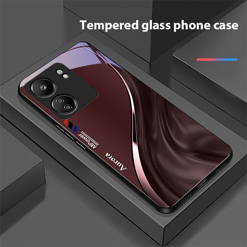 Чехол для телефона Xiaomi Redmi 13C Note13 12 Pro Plus 5G Note 9 13T Pro POCO X6 F5 F6 из черного закаленного стекла с рисунком потока воды