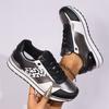Fashion Mix Color Paltfrom Sneakers for Women Fashion Leopard Flat Heel Vulcanized Shoes Female Lace-Up Non-Slip Casual Walking Shoes