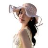 Breathable Wide Brim Sun Hat Pearl Fisherman Sunshade Cap Vacation Lace Streamers Straw Hat  Travel