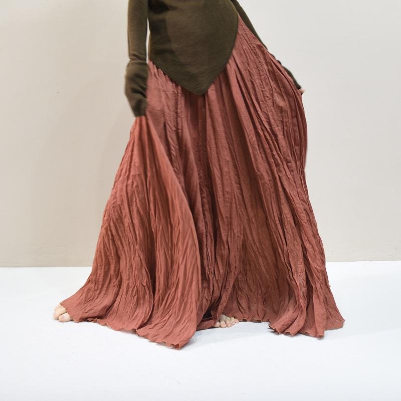 Женские льняные макси-юбки Летние Бохо Однотонные Пляжные Эластичные С высокой талией Плиссированные А-силуэта Легкие Расклешенные Длинные Макси-юбки Эластичная талия Длинная юбка для женщин