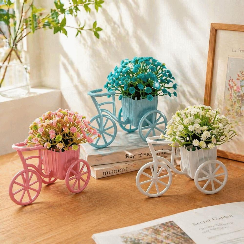 Country tyle Mini Bicycle Ornaments Miniature Garden Artificial Green Plants Wedding Decor