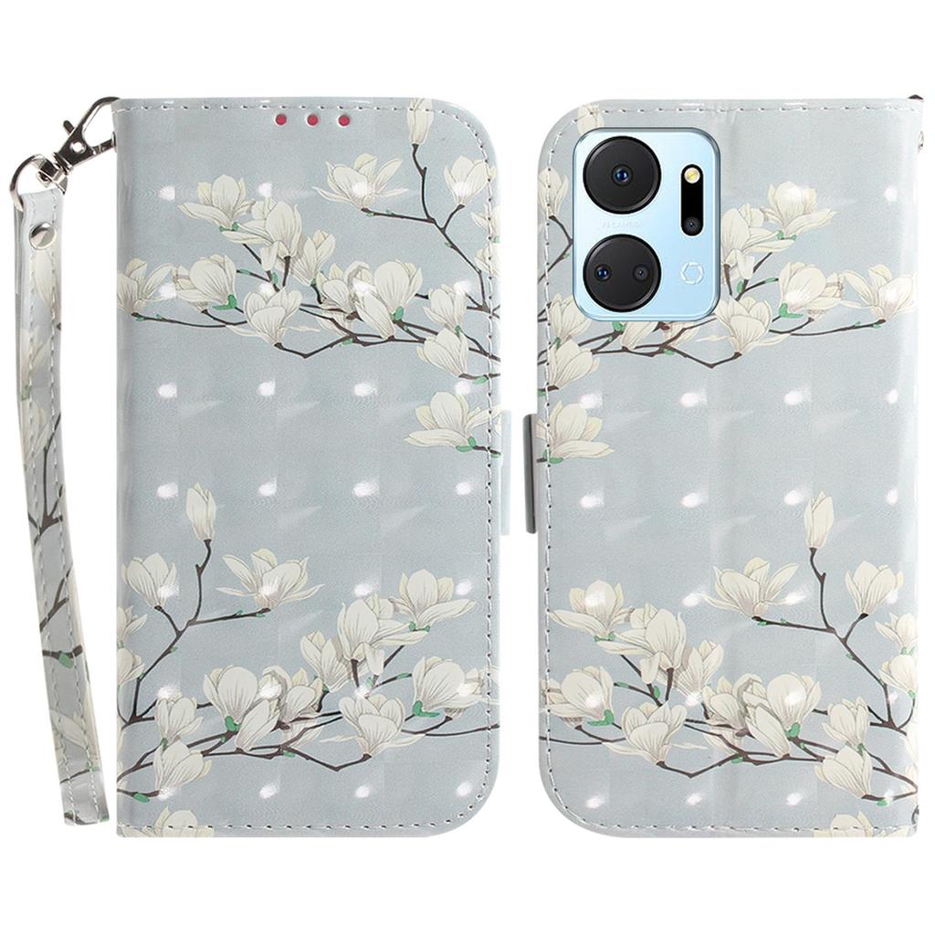 Чехол из искусственной кожи для Honor X7a 5G Защитный чехол Чехол-кошелек для телефона с ремешком