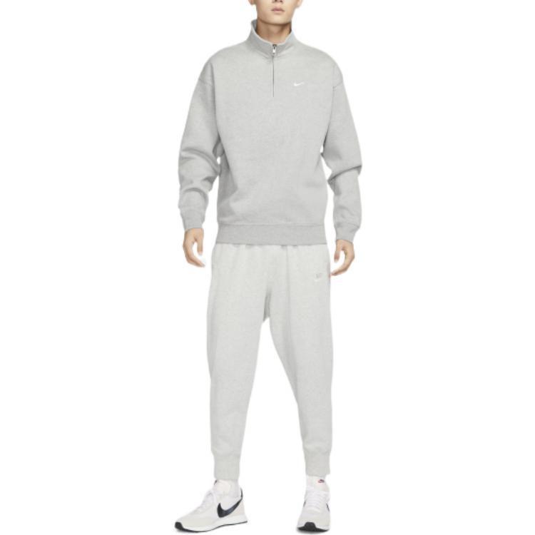 Nike Daily Vintage Collection Sweatshirts Men's Gray Stand Collar Moderate Regular DQ5210-063