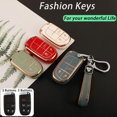 Чехол для автомобильного ключа из ТПУ, брелок для Jeep Renegade Compass Grand Cherokee для Chrysler 300C Wrangler Dodge, автомобильные аксессуары, брелок