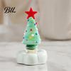 Crystal Holiday Decor Handmade Glass Christmas Tree Ornament with Star Top And Colorful Bead Details, Figurine Desktop Rotating for Home Tabletop