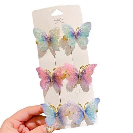 6 шт., декор в виде бабочек, заколка для волос со стразами, украшенная заколка для волос принцессы для девочек, заколка для волос в форме животных, аксессуары для волос