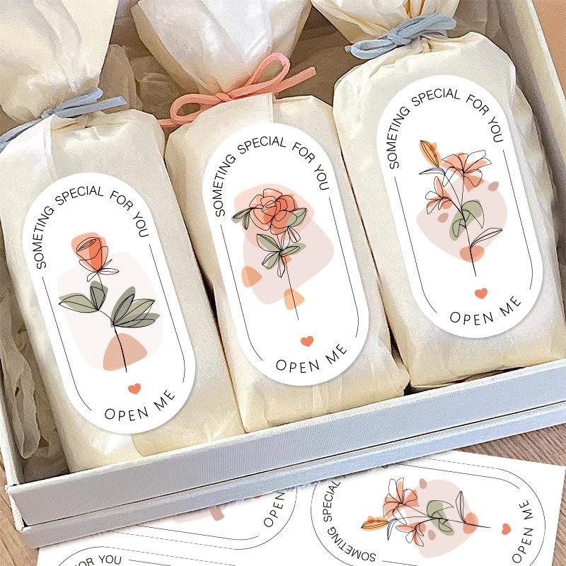 100 наклеек/в упаковке, Цветочные наклейки, Эллипсы, Наклейки для запечатывания, Декоративные наклейки-этикетки для подарочной коробки, Упаковка, Наклейки для запечатывания, Кондитерские наклейки