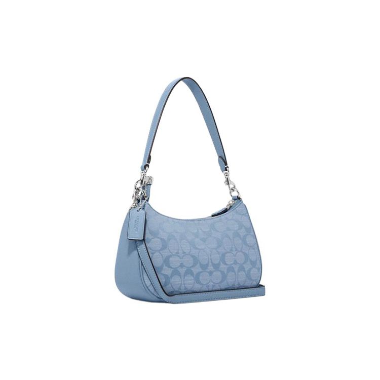 Coach Сумка-тоут Teri 25 Classic с монограммой, жаккардовая, на молнии, женская, цвет васильково-синий, разноцветная, CH139-SVM6A