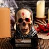 Realistic Human Skull Model Retro Resin Skull Head Statue with Hood Spooky Halloween Home Desktop