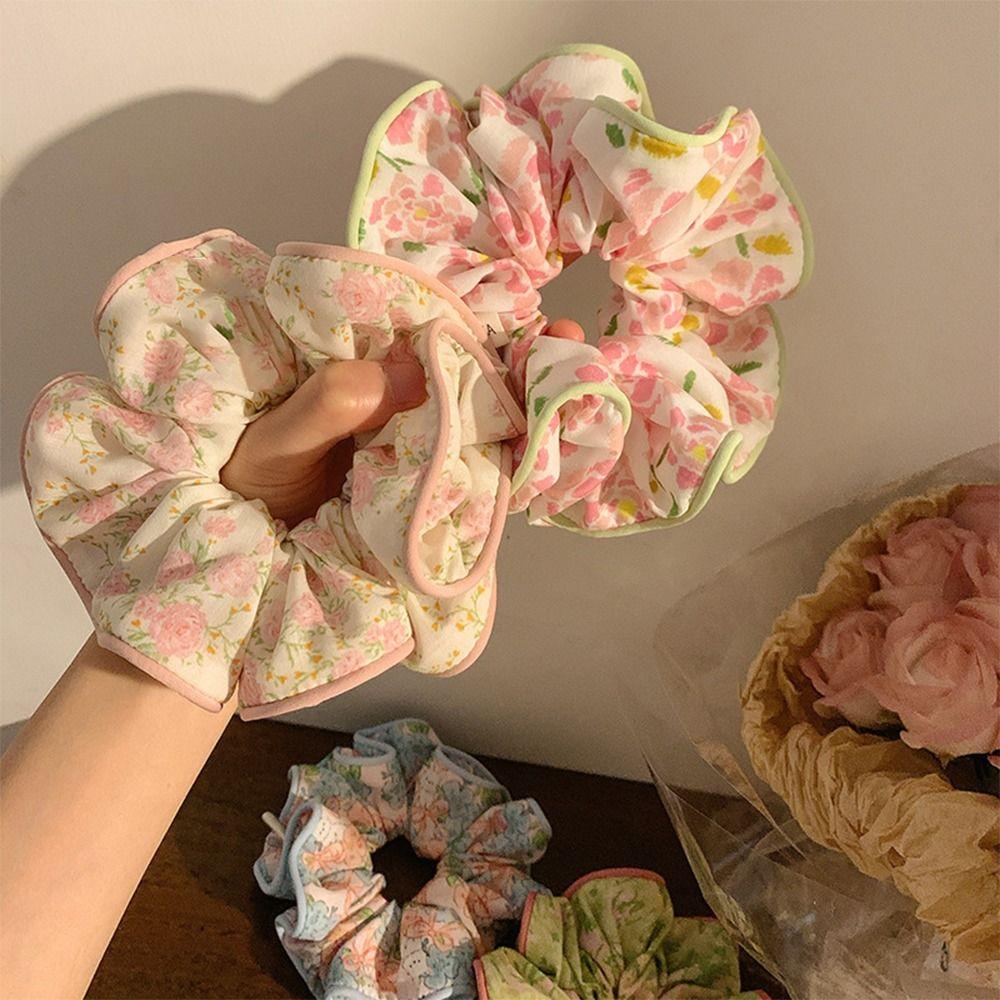 Korean Style Flower Hair Band Pastoral Style Floral Hair Rope Korean Elastic Scrunchies  Women