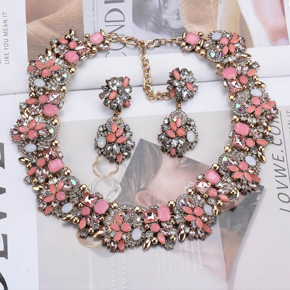 Зеленый Милый Воротник Модный Ретро Легкий Роскошный Женственный Ожерелье Серьги Комплект