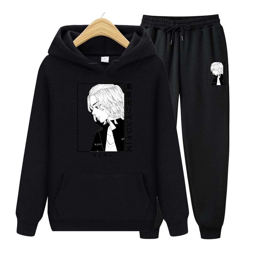 Мужские и женские толстовки с принтом аниме, спортивные костюмы, толстовки с капюшоном для бега, брюки, комплект из двух предметов, брюки, толстая теплая одежда для мужчин