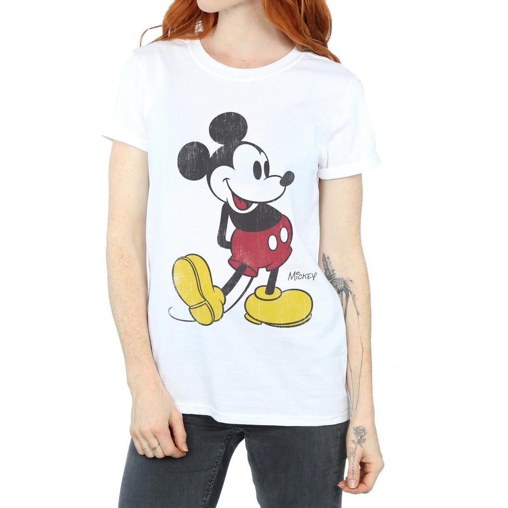 Disney Женская/дамская футболка бойфренда с Микки Маусом Classic Kick из хлопка