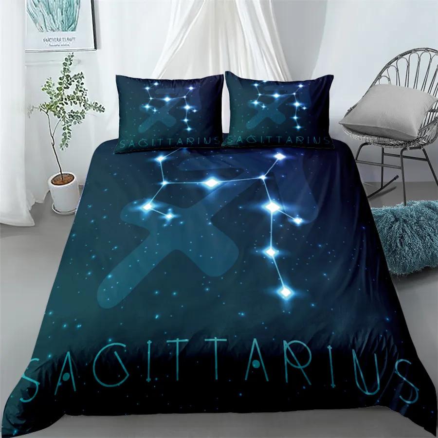 3pcs Aquarius Sign Zodiac Bedding Set King Queen Double Full Twin Single Size Duvet Cover Pillow Case Bed Linen Set