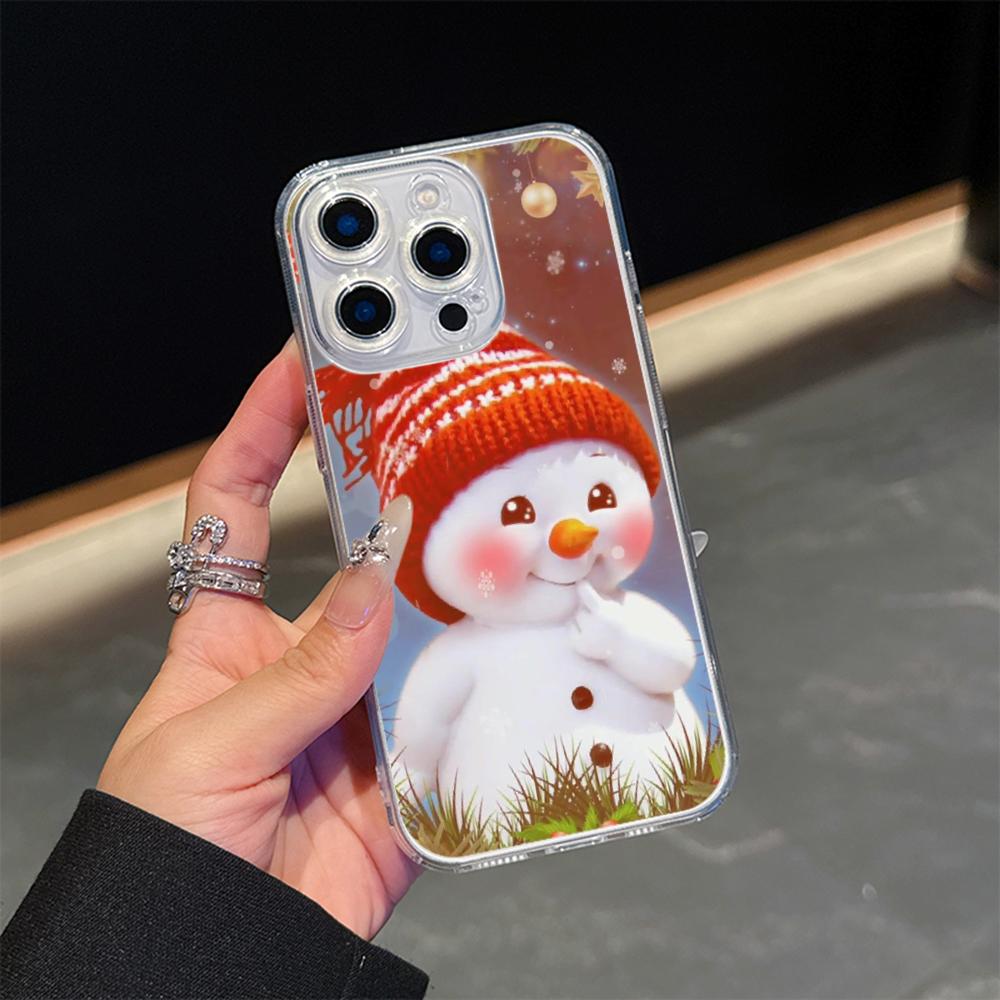 Ae110 Merry Christmas Magsafe Прозрачные чехлы для Samsung S23 S24 Ultra S20 S21 FE iPhone 16 13 15 14 Pro Max XR Магнитная беспроводная зарядка Задняя крышка