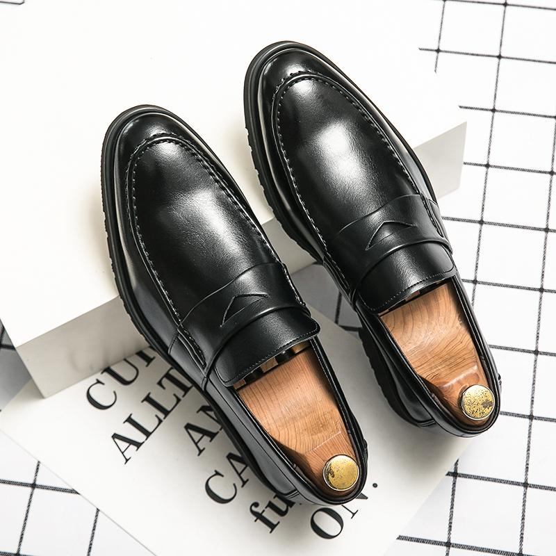 Мужские мокасины на толстой подошве, кожаные туфли, мужская обувь для прогулок на открытом воздухе, удобная мужская обувь для вечеринок, свадеб, офиса, большого размера