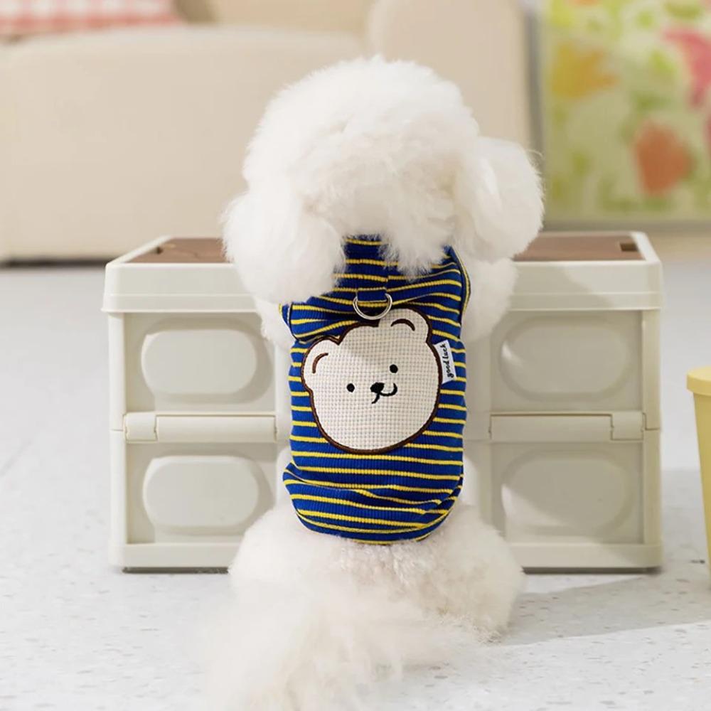 Summer Thin Pet Vest Bear Striped Pet Pullover Creative Dog T-shirt  Four Seasons